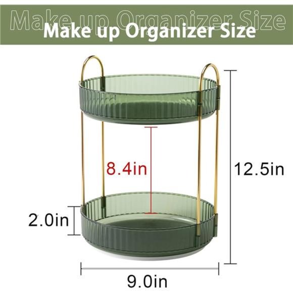 Rotating Makeup Organizer for Vanity 2 Tier,High-Capacity Skincare Clear Make Up - Picture 3 of 6